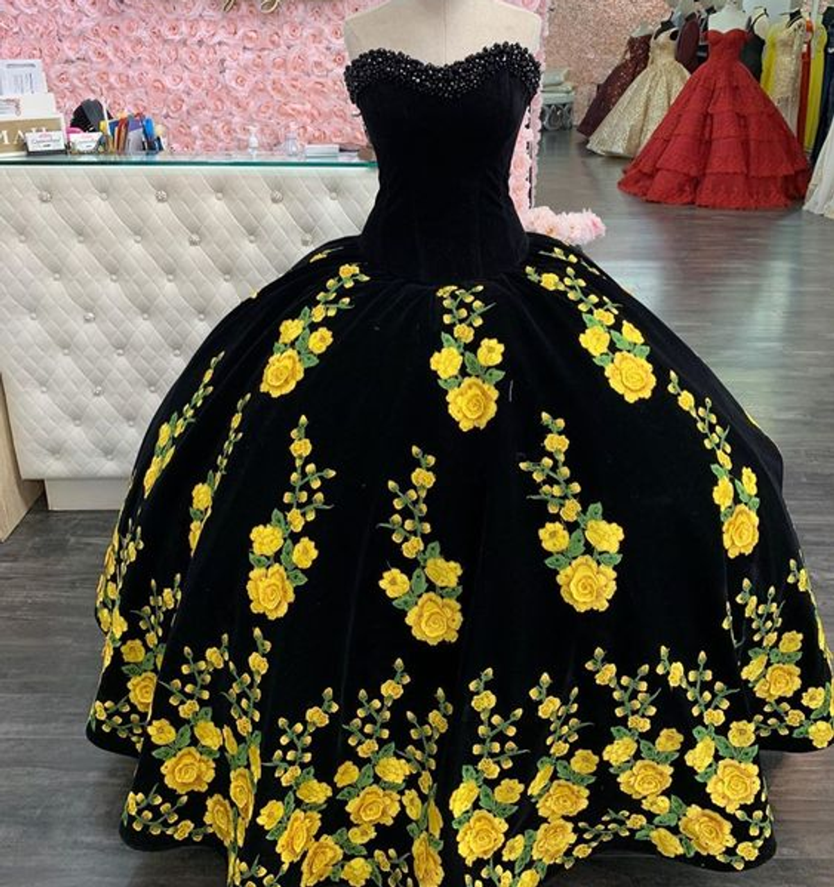 black quinceanera dress